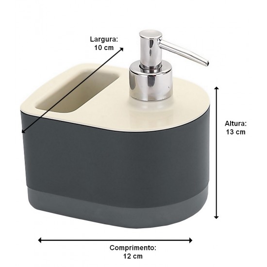 Porta Detergente E Bucha 12cm Por 10cm Por 13cm Altura Branco